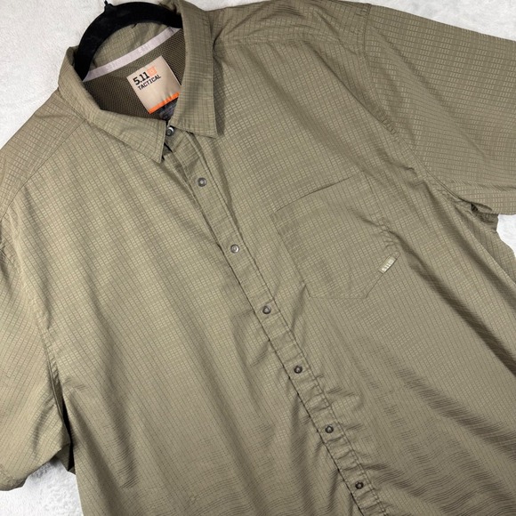 5.11 Tactical Other - 5.11 Tactical Mens 2XL Olive Green Grid Ripstop Short Sleeve Button Down Shirt